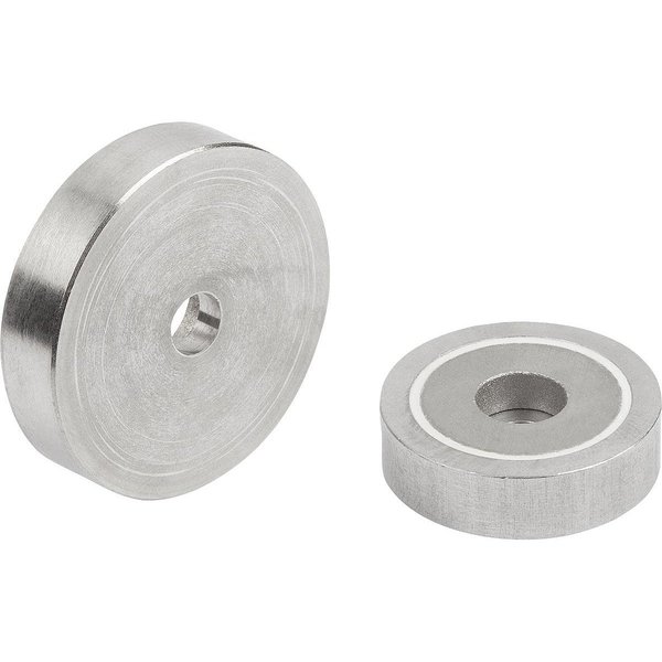 Kipp Magnet Shallow Pot Magnet H=6 Smco, Round, Comp:Stainless Steel, D1=4, 5, D=20 ±0, 15 K1399.120